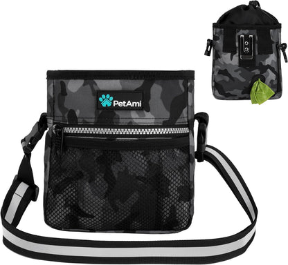 Hands Free Dog Treat Pouch for Training and Walking, Camo Black