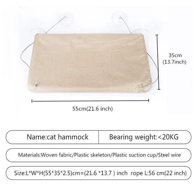 Elevated Cat Bed Hammock - Aerial Pet Lounge for Kittens and Cats, Window Seat with 20Kg Weight Capacity, Ideal for Winter Use