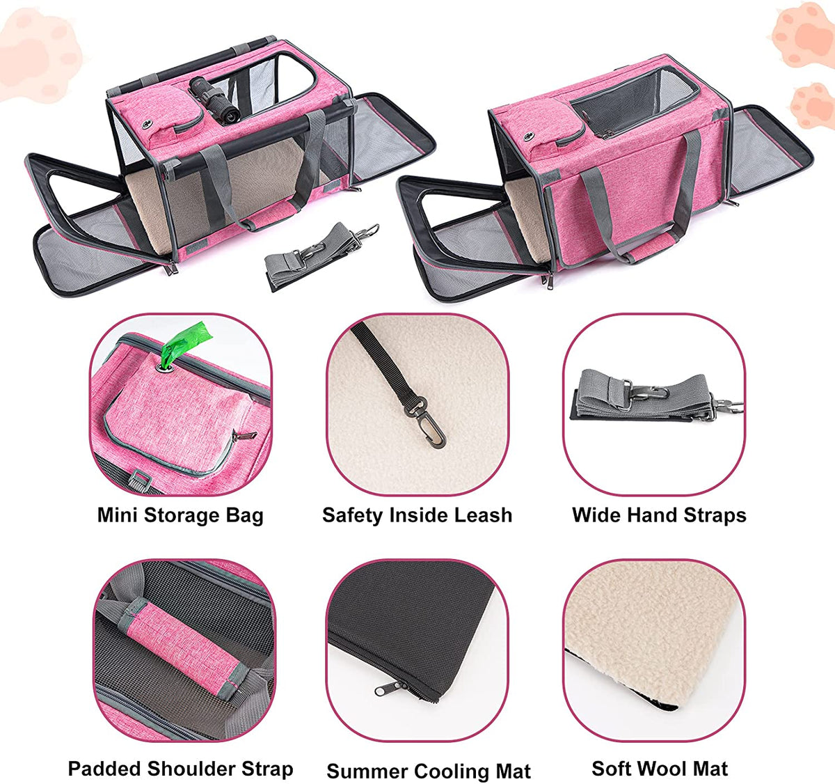 Soft-Sided Pet Carrier for Large and Medium Cats and Puppies