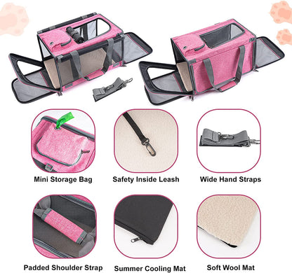 Soft-Sided Pet Carrier for Large and Medium Cats and Puppies