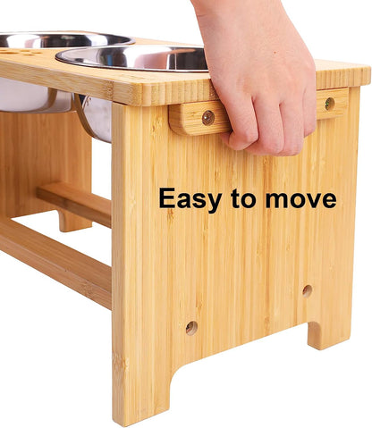 Elevated Dog Bowl Stand with Two Stainless Steel Bowls for Dogs of All Sizes