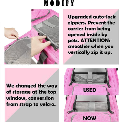 Soft-Sided Pet Carrier for Large and Medium Cats and Puppies