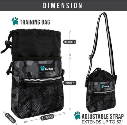 Hands Free Dog Treat Pouch for Training and Walking, Camo Black