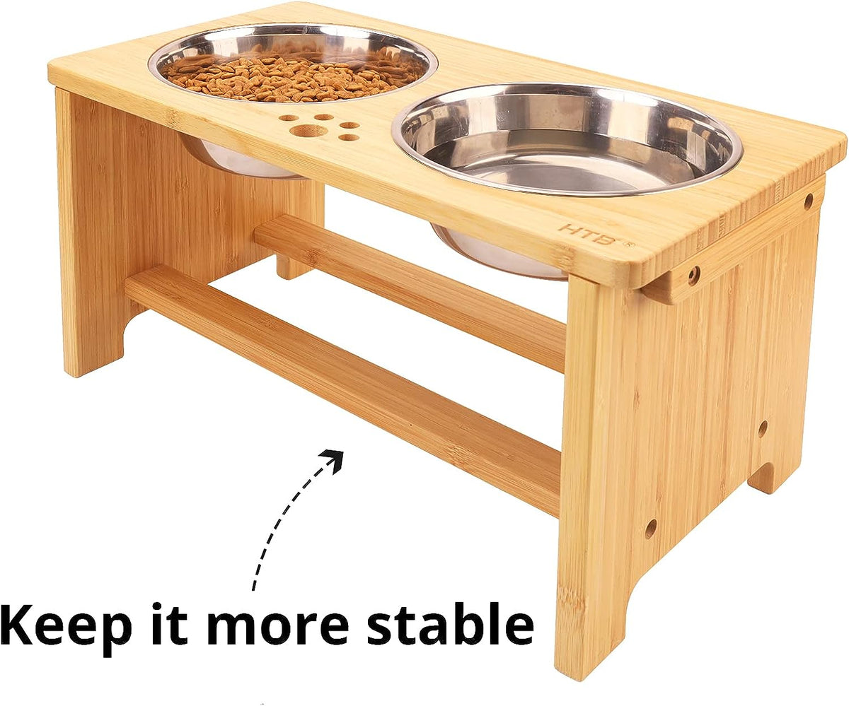 Elevated Dog Bowl Stand with Two Stainless Steel Bowls for Dogs of All Sizes
