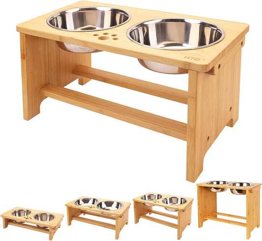 Elevated Dog Bowl Stand with Two Stainless Steel Bowls for Dogs of All Sizes